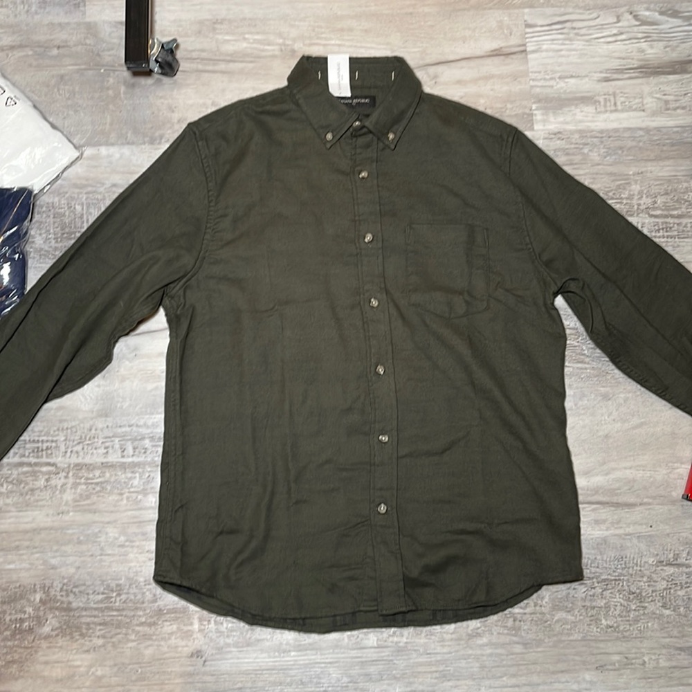Banana Republic Factory Dark Olive Green Flannel Shirt
